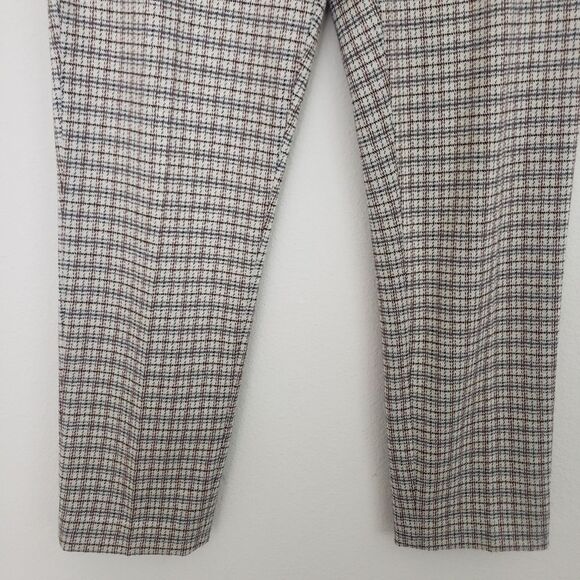 Theory Slim Fit Plaid Pants 10 Beige Business Office Casual Preppy Academia Work - Picture 4 of 9